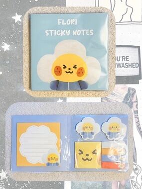 NWT🎉 Kawaii Flori Sticky Note Set — Cute Flower Egg Character
